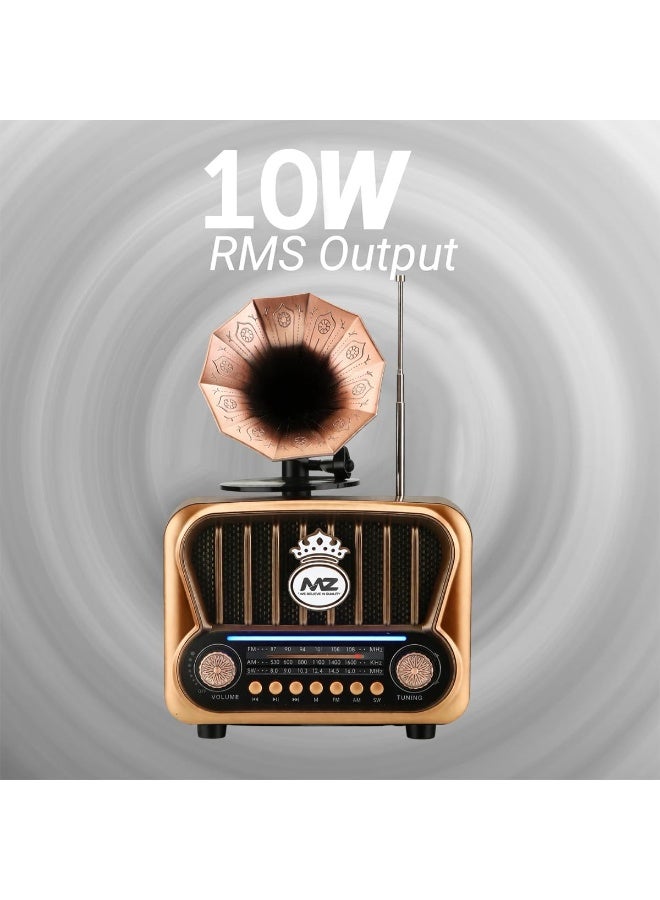 NNS NS-7251BT Vintage Gramophone Bluetooth Speaker, AM/FM/SW 3-Band Portable Radio, Wireless Music Player - Image 3