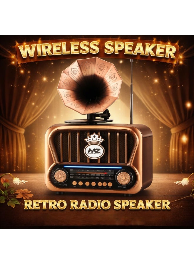 NNS NS-7251BT Vintage Gramophone Bluetooth Speaker, AM/FM/SW 3-Band Portable Radio, Wireless Music Player - Image 5