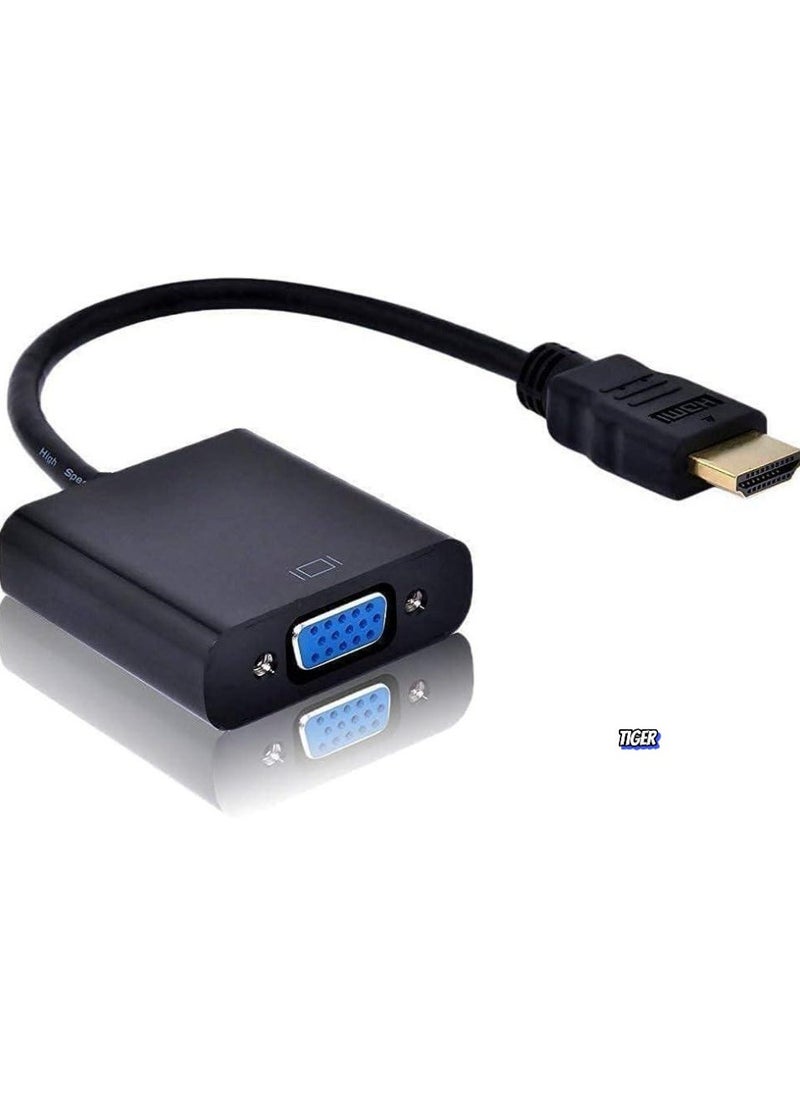 TIGER HDMI to VGA Adapter Cable – HDMI Male to VGA Female Converter with Gold-Plated Connectors – High-Quality Extension for PC, Laptop, Monitor, Projector & HDTV Compatibility - Image 1