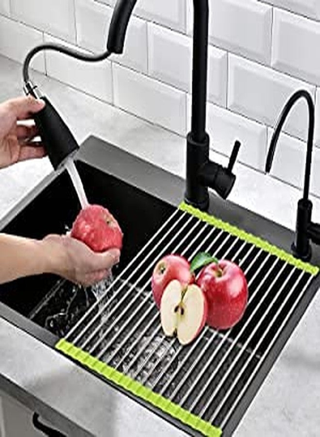GROPOTIT Stainless Steel Sink Folding Vegetable Fruit and Dish Drying Drain Rack, Stainless Steel Roll-Up Over Sink Rack Kitchen Foldable Drying Drainer Portable Dish Drainer Rack for Cups, Fruits Vegetables - Image 2