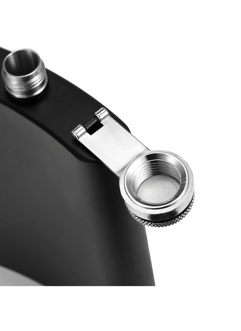 Excefore - Beverage Small Water Bottle 8 oz Stainless Steel Leak Proof with Funnel with Metal Cap (Black)2Pcs - Image 1