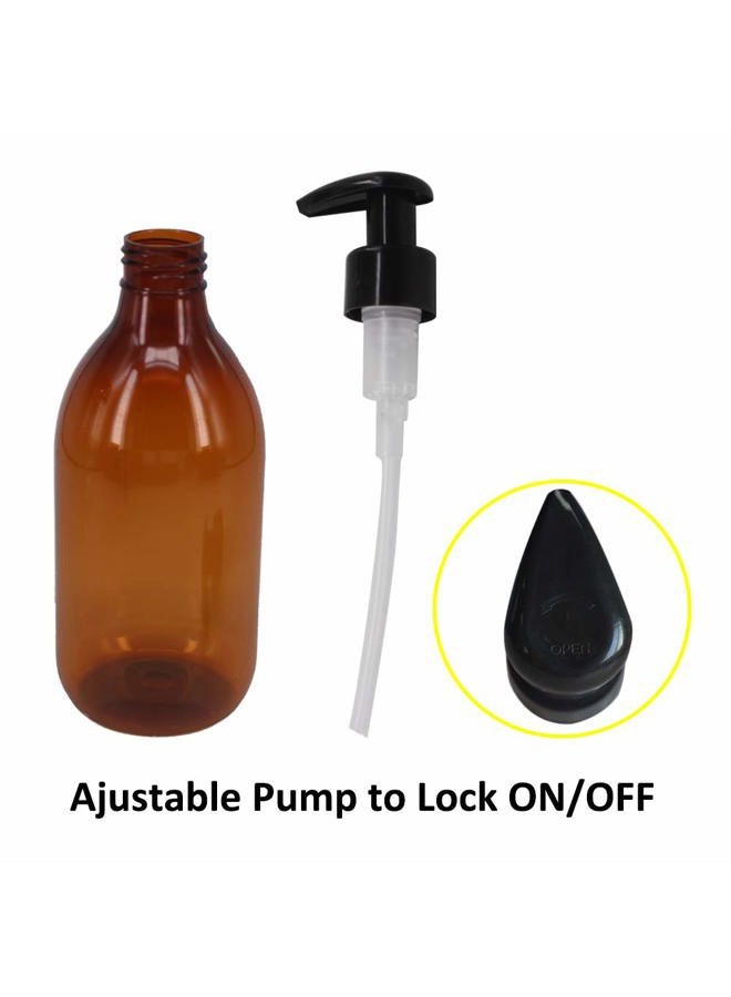 zmybcpack 8 Pack 8OZ Empty Plastic Pump Lotion Bottles with 1 Pen, Labels & Silicone Funnel, Amber Color Lotion Dispenser with Locking Lotion Pump for Body Wash, Shampoo, Massage Lotion, Gel - Image 3
