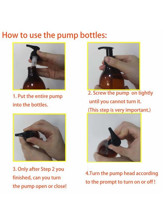 zmybcpack 8 Pack 8OZ Empty Plastic Pump Lotion Bottles with 1 Pen, Labels & Silicone Funnel, Amber Color Lotion Dispenser with Locking Lotion Pump for Body Wash, Shampoo, Massage Lotion, Gel - Image 2