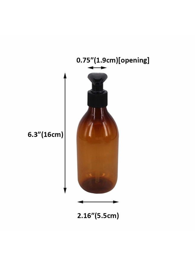 zmybcpack 8 Pack 8OZ Empty Plastic Pump Lotion Bottles with 1 Pen, Labels & Silicone Funnel, Amber Color Lotion Dispenser with Locking Lotion Pump for Body Wash, Shampoo, Massage Lotion, Gel - Image 4