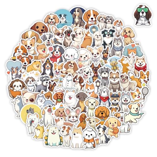 ViKiVi 100 Pcs Cute Dog Stickers for Kids Waterproof Puppy Stickers for Water Bottle Laptop Dog Decor Party Favors for Boys Girls - Image 1