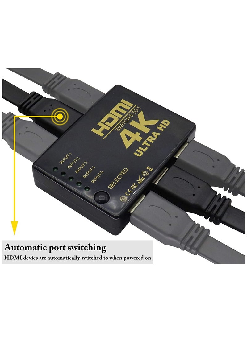 HDMI splitter HDMI compatible Switcher 4K HD1080P 3 5 Port HD Switch Selector Splitter with Hub Remote Controller