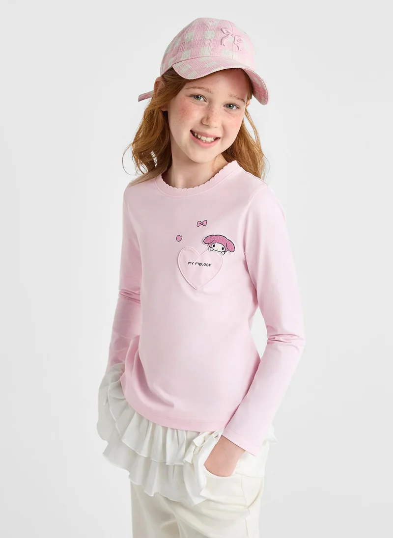 Balabala Kids Girls Round neck long-sleeved T-shirt