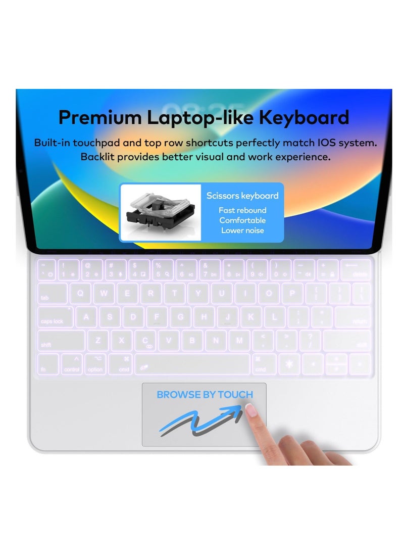 Generic Arabic and English bilingual keyboard Keyboard Case for iPad Air 13 (M3 2025 / M2 2024) and iPad Pro 12.9 inch 6th / 5th / 4th / 3rd Generation – Magic-Style Magnetic Keyboard Case with Multi-Touch Trackpad – Floating Cantilever Stand  - Image 3