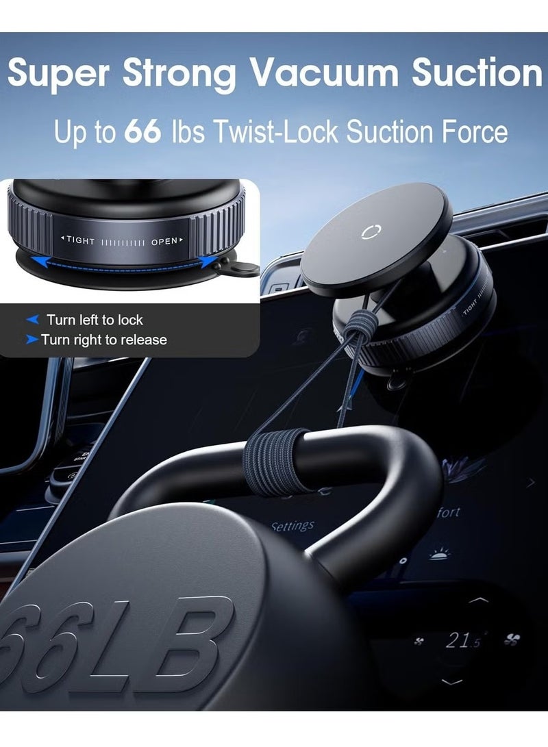 ELTRAZONE K009 Magnetic Car Phone Holder – Ultra Strong Vacuum Suction Cup Mount for Dashboard & Windshield – Universal Magnetic Bracket for iPhone & Android Smartphones – Secure, Hands-Free Car Mount Holder – Black - Image 2