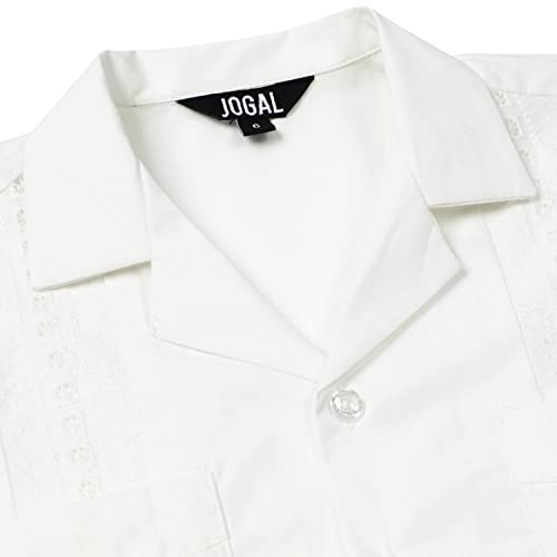 JOGAL Boys Guayabera Shirts Cuban Short Sleeve Casual Button Down Beach Shirt White 6 - Image 3