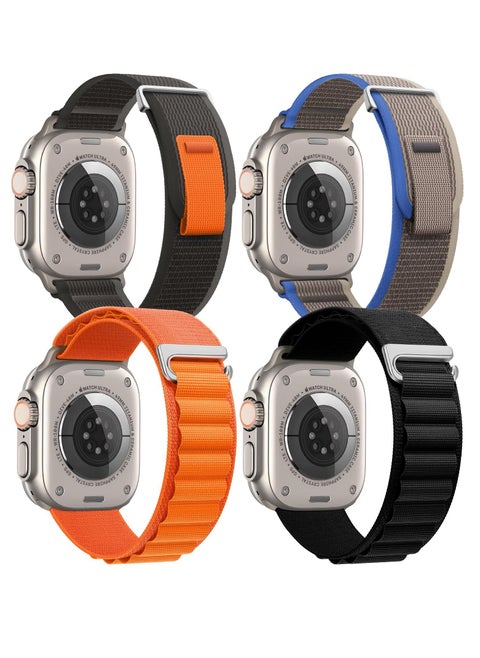Apple Watch Band 38mm 40mm 41mm Alpine Loop Pack of 4 with Adjustable Sport Nylon Elastic Strap for iWatch Ultra 8 7 6 5 4 3 2 1