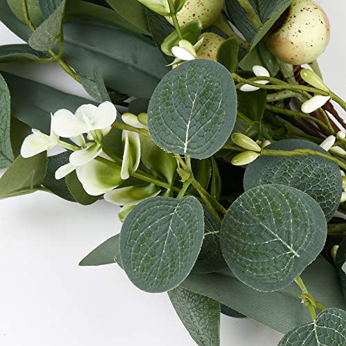 JINGHONG Eucalyptus Wreaths for Front Door 20 Inch Green Home Decor for Wall Porch Window Spring Summer Wreath with Big Berries for All Seasons Winter Christmas - Image 4