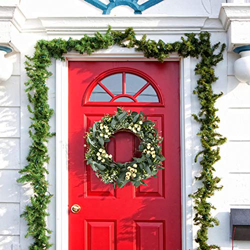 JINGHONG Eucalyptus Wreaths for Front Door 20 Inch Green Home Decor for Wall Porch Window Spring Summer Wreath with Big Berries for All Seasons Winter Christmas - Image 5
