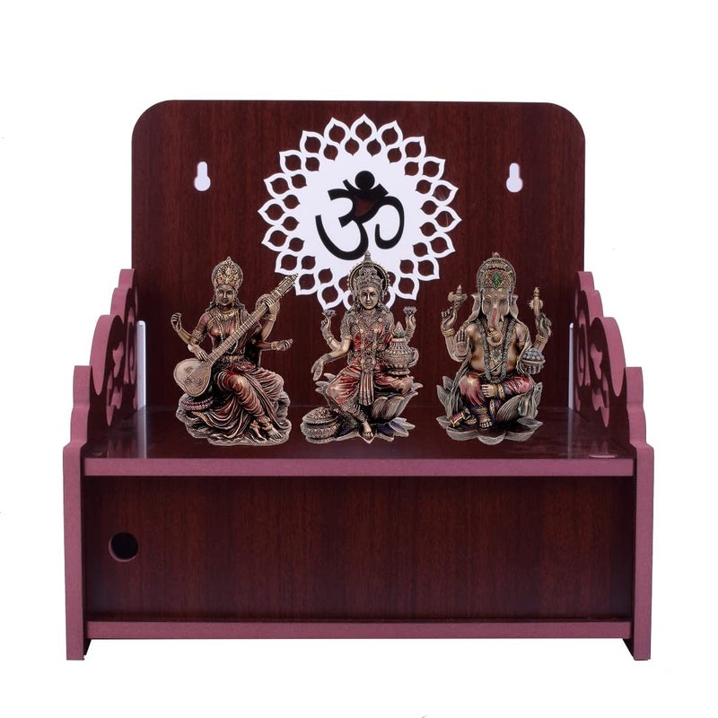 COMERT Craft Wooden Temple Beautiful Plywood Mandir Pooja Room Home Decor Office OR Home Temple Brown Temple Wooden Beautiful Plywood Mandir Pooja Room Home Decor Office Dark Brown - Image 1