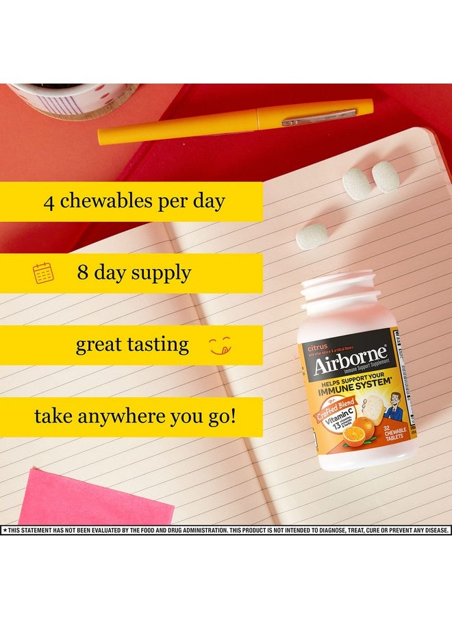 Airborne - 1000Mg Vitamin C Chewable Tablets With Zinc Immune Support Supplement With Powerful Antioxidants Vitamins A C & E 32 Chewable Tablets Citrus Flavor - Image 1