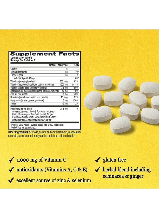 Airborne - 1000Mg Vitamin C Chewable Tablets With Zinc Immune Support Supplement With Powerful Antioxidants Vitamins A C & E 32 Chewable Tablets Citrus Flavor - Image 1