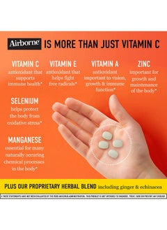 Airborne 1000Mg Vitamin C Chewable Tablets With Zinc Immune Support Supplement With Powerful Antioxidants Vitamins A C & E 32 Chewable Tablets Citrus Flavor  - Image 3