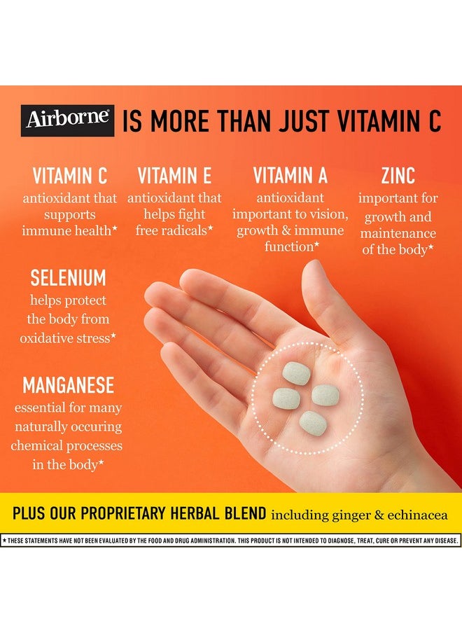 Airborne - 1000Mg Vitamin C Chewable Tablets With Zinc Immune Support Supplement With Powerful Antioxidants Vitamins A C & E 32 Chewable Tablets Citrus Flavor - Image 1