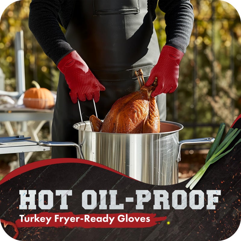 KITCHEN PERFECTION Silicone Smoker Oven Gloves - Extreme Heat Resistant BBQ Gloves - Handle Hot Food Right on Your Smoker Grill Fryer Pit | Waterproof Oven Mitts | Superior Value Set + 3 Bonuses - Image 5