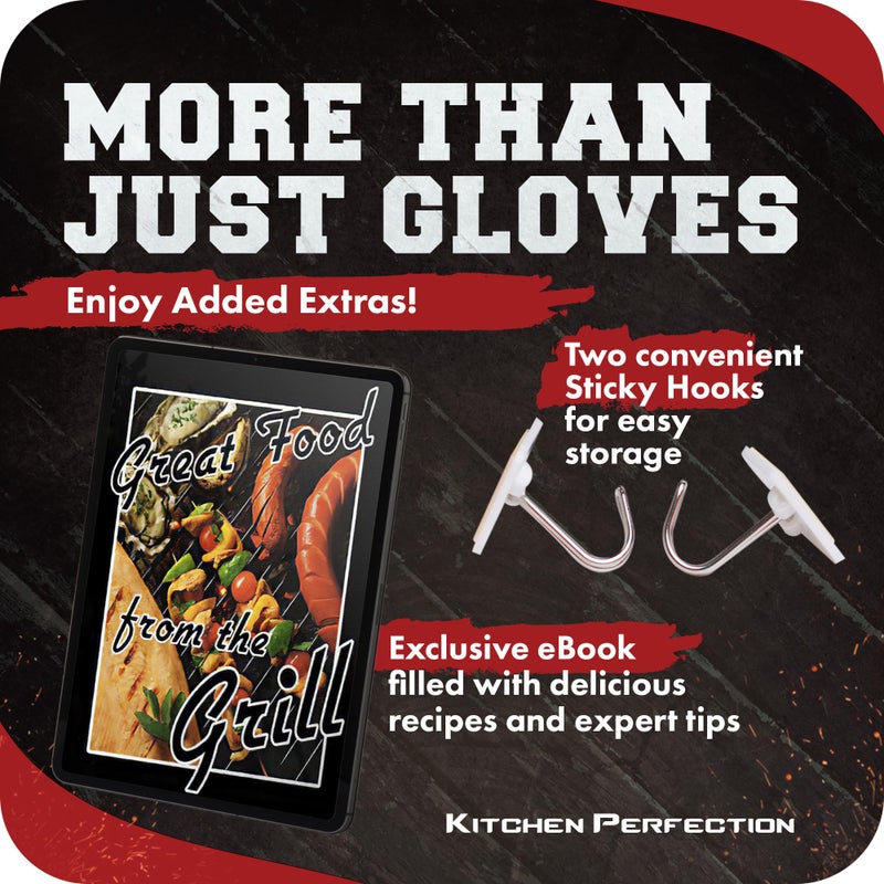 KITCHEN PERFECTION Silicone Smoker Oven Gloves - Extreme Heat Resistant BBQ Gloves - Handle Hot Food Right on Your Smoker Grill Fryer Pit | Waterproof Oven Mitts | Superior Value Set + 3 Bonuses - Image 2