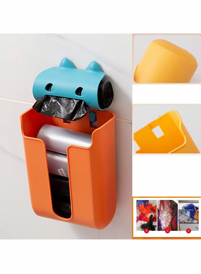 Wall Mount Garbage Bag Storage Box, Plastic Holder and Dispenser Organizer for Home Kitchen Cabinet Bathroom Living Room, Trash Rack - Image 2