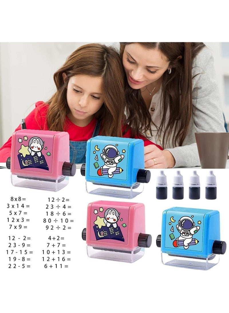 4 Pcs Math Roller Stamps for Kids, Addition and Subtraction Teaching Multiplication Division Stamps, Smart Math Practice Within 100, for Preschool Kindergarten Preschool Teaching Supplies - Image 1