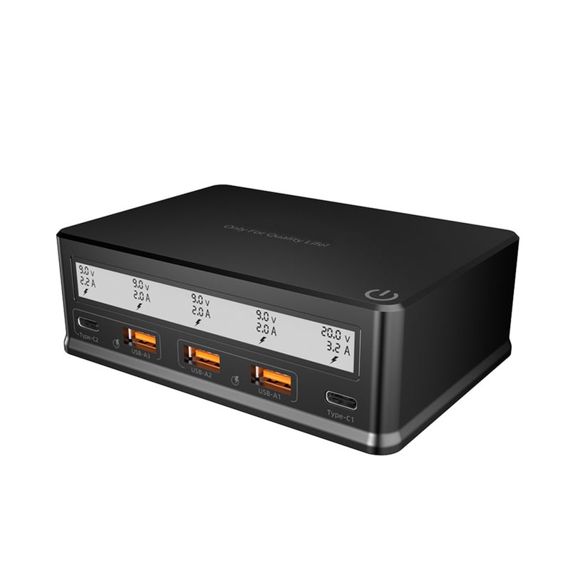 USB Wall Charger 110W 5-Port USB Charging Station Multi Port USB Hub Charger Compact Size LCD Display Compatible with Smartphone Tablet and Multiple Devices - Image 1