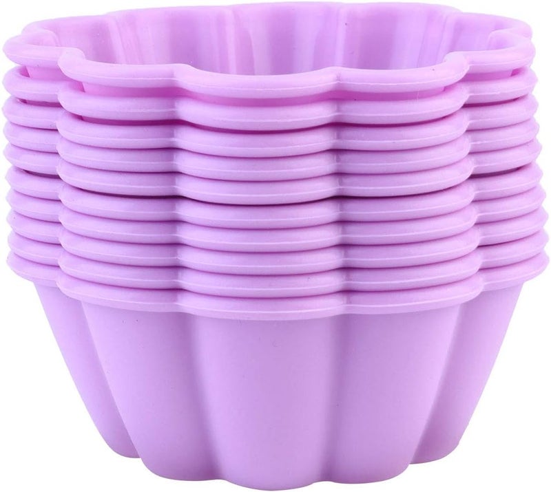 comfrt 10Pcs Silicone Baking Cup Cupcake Liners Flower Shape Mini Nonstick Cake Muffin Baking Cup Molds for Xmas Wedding Home Kitchen - Image 1