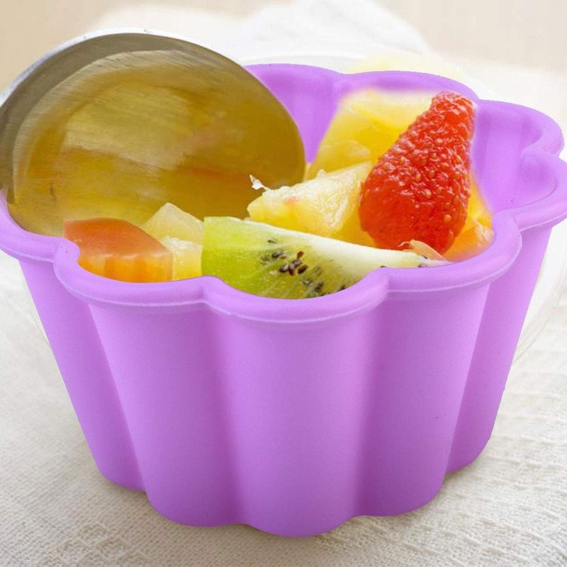 comfrt 10Pcs Silicone Baking Cup Cupcake Liners Flower Shape Mini Nonstick Cake Muffin Baking Cup Molds for Xmas Wedding Home Kitchen - Image 3