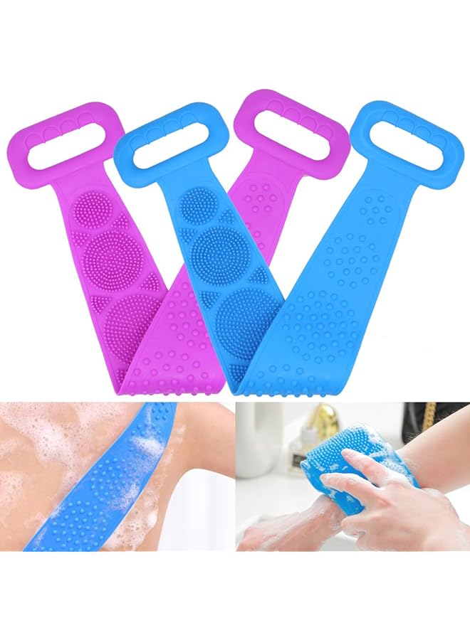 Winterworm Pack Silicone Bath Body Brush Back Scrubber Exfoliating Back Washer Scrub Soft Belt For Women Men Deep Clean Massage Skin - Image 1