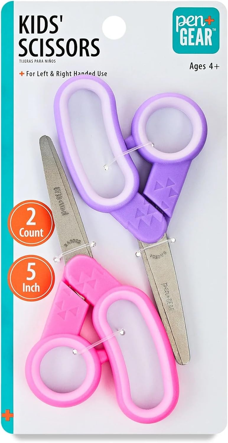 PenGear DAONEG Pen + Gear 5 inch Kids Safe Blunt Tip Scissors 2 Pack (Pink/Purple) - Image 1