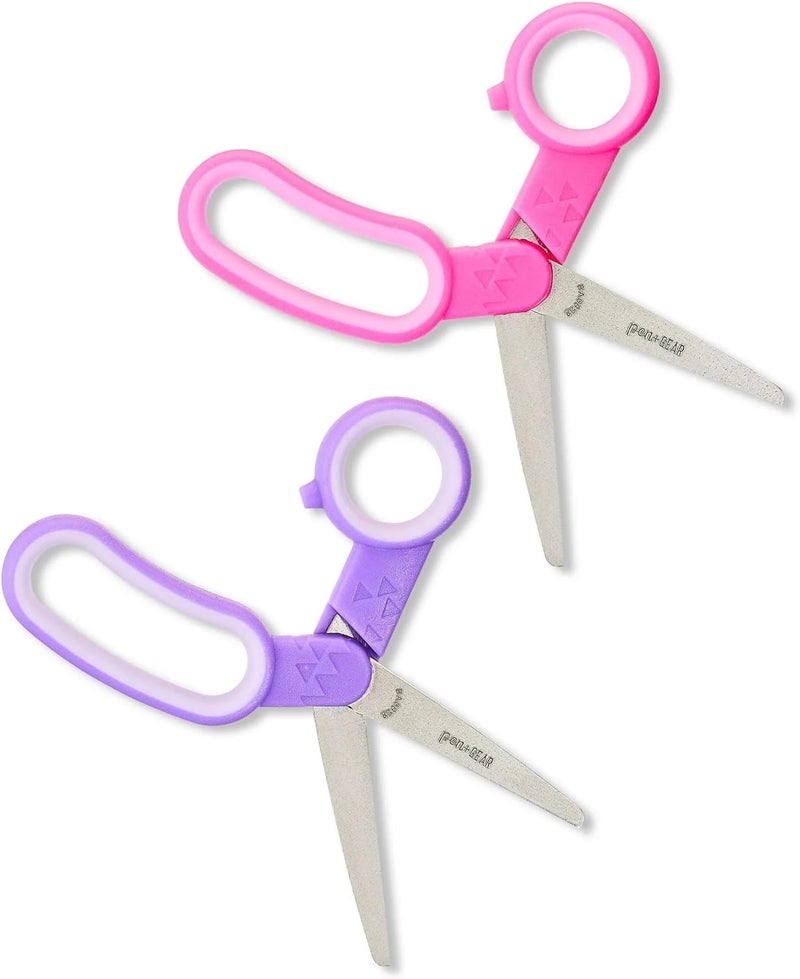 PenGear DAONEG Pen + Gear 5 inch Kids Safe Blunt Tip Scissors 2 Pack (Pink/Purple) - Image 2