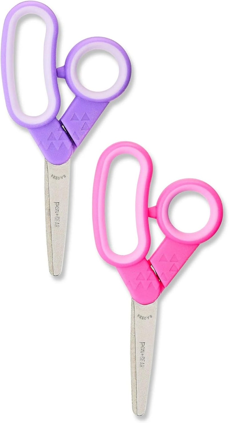 PenGear DAONEG Pen + Gear 5 inch Kids Safe Blunt Tip Scissors 2 Pack (Pink/Purple) - Image 3