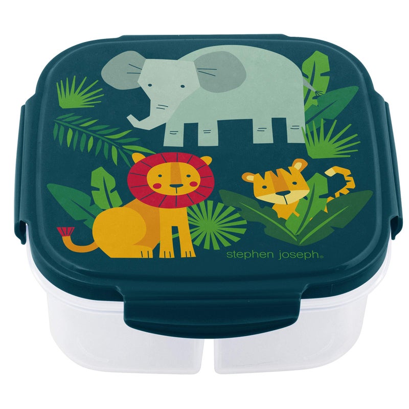 Stephen Joseph Snack Box with Ice Pack3 compartments and lid Reusable travel onthego meals Removable Ice Pack Zoo
