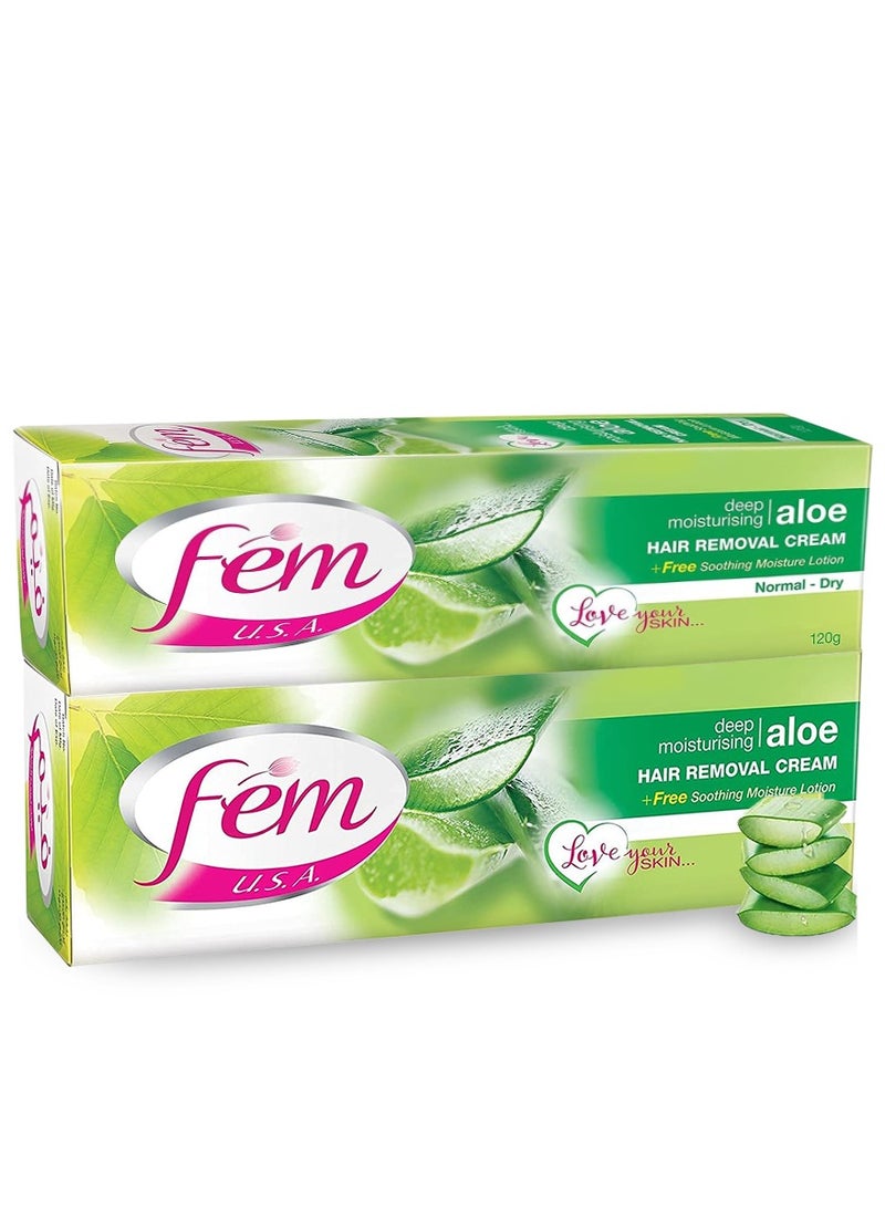 fem 2 Pcs Aloe Skin Softening Hair Removal Cream 120g - Image 1