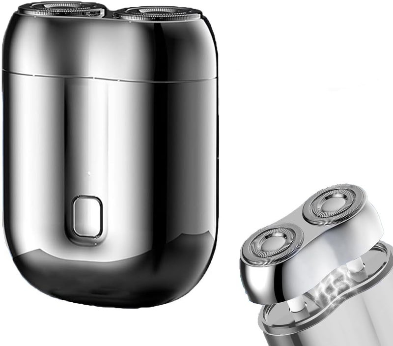 YOOJ® 2025 New Model Mini Dual-Head Electric Shaver for Men, Pocket Size Washable Double Head Razor, Portable Rechargeable Waterproof Shaver for Home, Car, Travel (Sliver) - Image 1