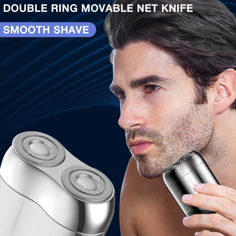 YOOJ® 2025 New Model Mini Dual-Head Electric Shaver for Men, Pocket Size Washable Double Head Razor, Portable Rechargeable Waterproof Shaver for Home, Car, Travel (Sliver) - Image 2