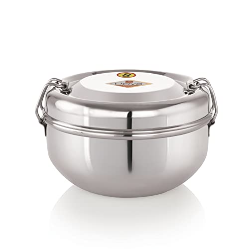 Priya Stainless Steel Food Pack Lunch Box with Steel Separator Plate & Locking Clip – 500ml Capacity | Leak-Proof, Durable Tiffin Box for Office, School, & Travel | Easy to Clean & Carry - Image 1