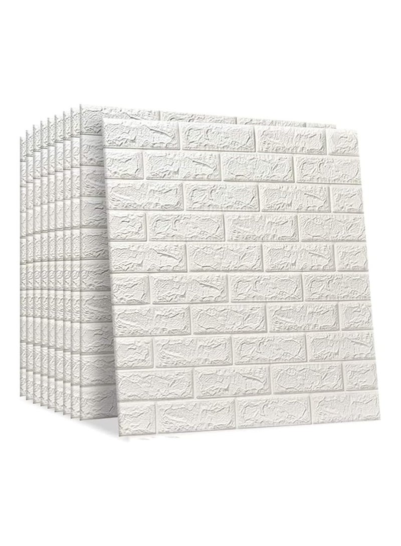 BLOOMING TIME PE Foam 3D Wall Tile Pattern, Self-Adhesive, Anti-Collision, Waterproof Wall Sticker (70x77cm), Bundle of 10pcs - White - Image 1