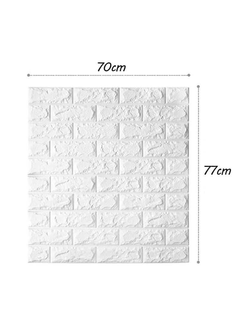BLOOMING TIME PE Foam 3D Wall Tile Pattern, Self-Adhesive, Anti-Collision, Waterproof Wall Sticker (70x77cm), Bundle of 10pcs - White - Image 3