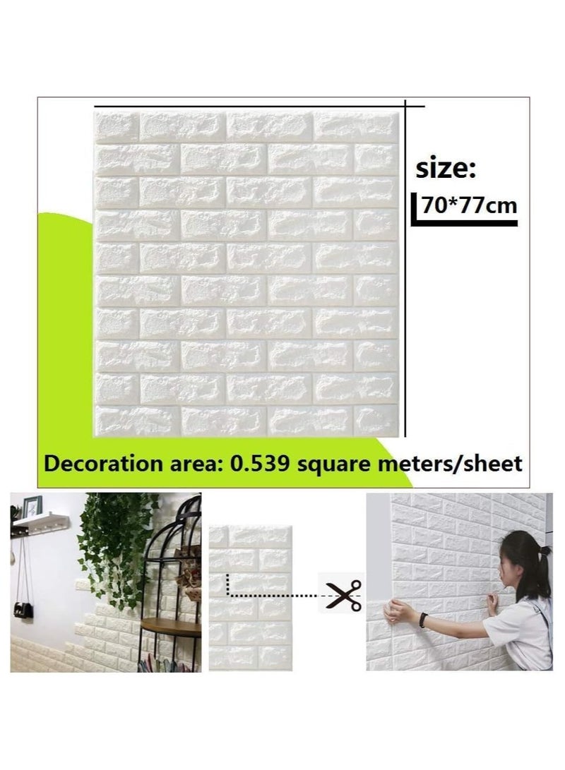 BLOOMING TIME PE Foam 3D Wall Tile Pattern, Self-Adhesive, Anti-Collision, Waterproof Wall Sticker (70x77cm), Bundle of 10pcs - White - Image 4