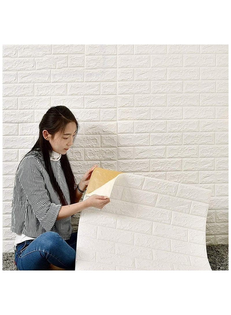 BLOOMING TIME PE Foam 3D Wall Tile Pattern, Self-Adhesive, Anti-Collision, Waterproof Wall Sticker (70x77cm), Bundle of 10pcs - White - Image 5