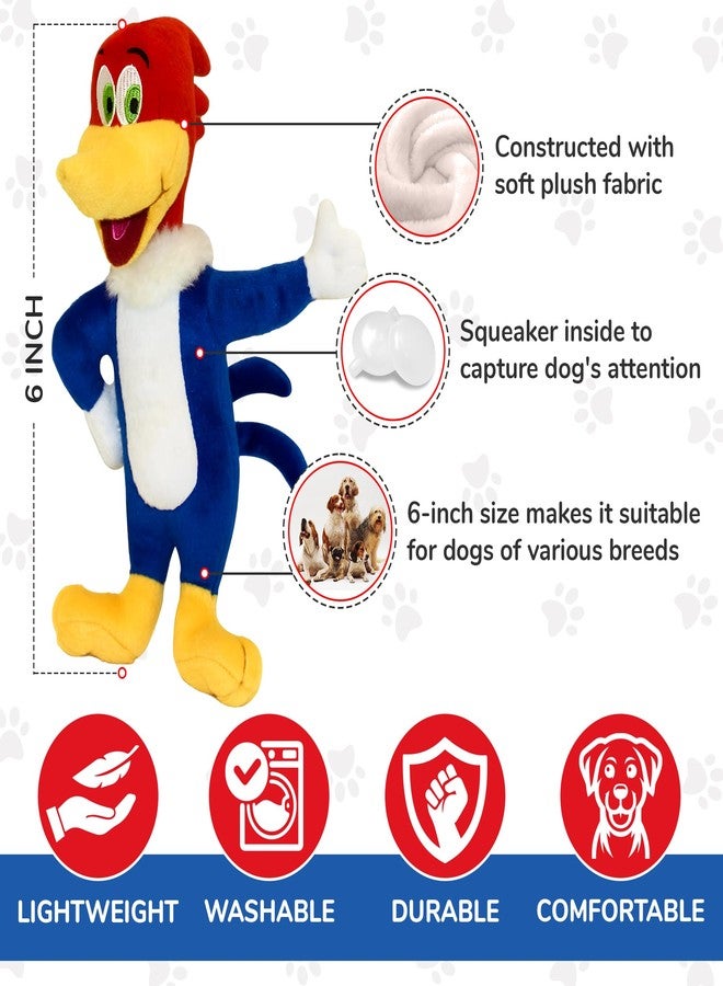 مالتي بيت لعبة وودي نقار الخشب للكلاب الصغيرة | لعبة طائر مضحكة للكلاب الصغيرة | لعبة نقار الخشب تصدر صوتاً عند الضغط عليها | متعددة الألوان | مرخصة رسمياً (6 بوصات) - Image 2