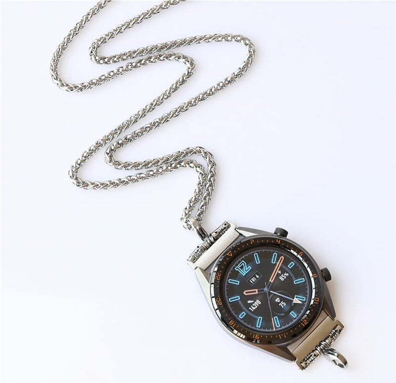 AgeratumWind Wheat Stainless Steel Chain Necklace Pendant for All 22mm Watch, Compatible with Samsung Galaxy Watch 3 45mm/46mm/Gear S3 Frontier/Classic/Huawei Watch GT2 Pro/GT 2e/GT GT2 46mm/Ticwatch Pro 3 - Image 2
