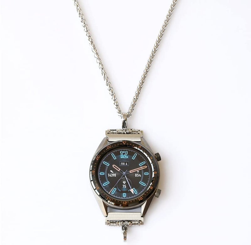AgeratumWind Wheat Stainless Steel Chain Necklace Pendant for All 22mm Watch, Compatible with Samsung Galaxy Watch 3 45mm/46mm/Gear S3 Frontier/Classic/Huawei Watch GT2 Pro/GT 2e/GT GT2 46mm/Ticwatch Pro 3 - Image 4