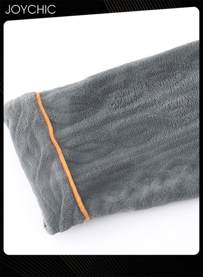 Joychic Coral Velvet Lapel Pajamas Set for Men Autumn and Winter Thickened and Velvet Warm Windproof Homewear Wear-resistant Long-sleeved Youth Bedroom Sleepwear Grey - Image 2