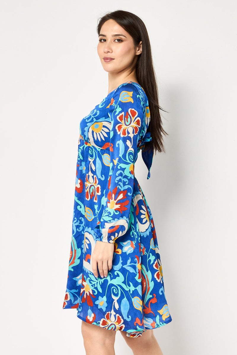 promod Women Floral Print Mini Dress, Multicolor - Image 2