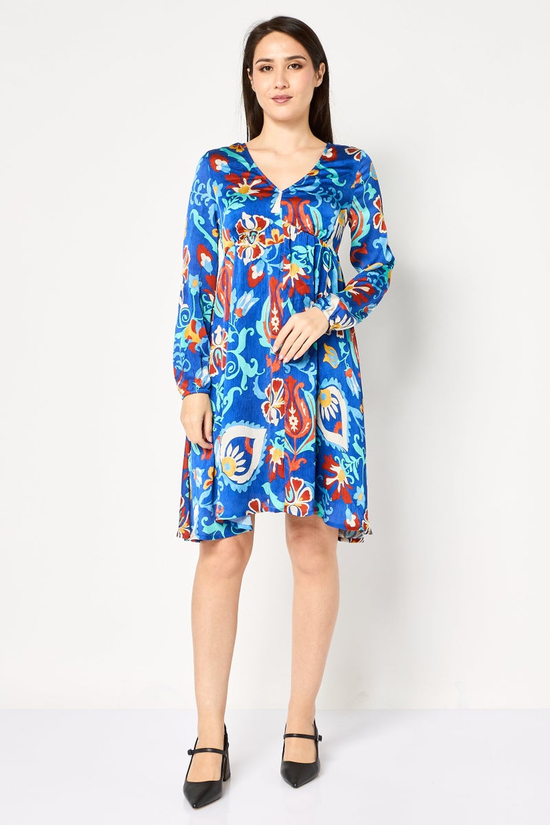 promod Women Floral Print Mini Dress, Multicolor - Image 4