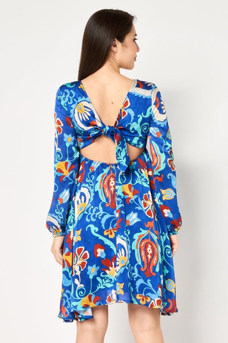 promod Women Floral Print Mini Dress, Multicolor - Image 3