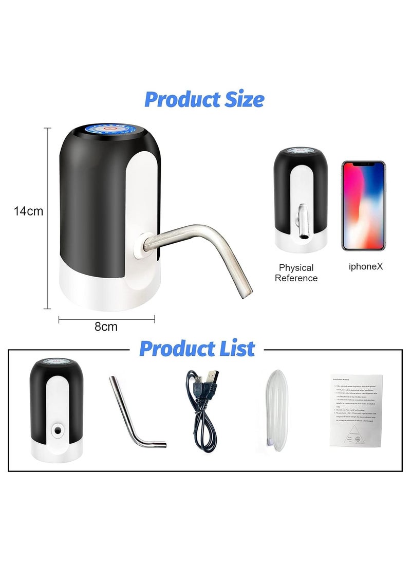 UREVO 3pcs 5 Gallon Water Bottle Pump, USB Charging Portable Electric Water Pump for 2-5 Gallon Jugs Water Dispenser for Office Home Camping Kitchen etc. Black - Image 2